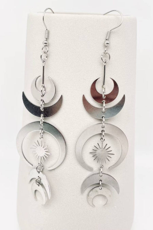 Moon Phased Metallic Star Earrings