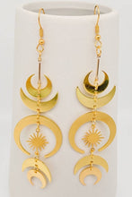 Load image into Gallery viewer, Moon Phased Metallic Star Earrings
