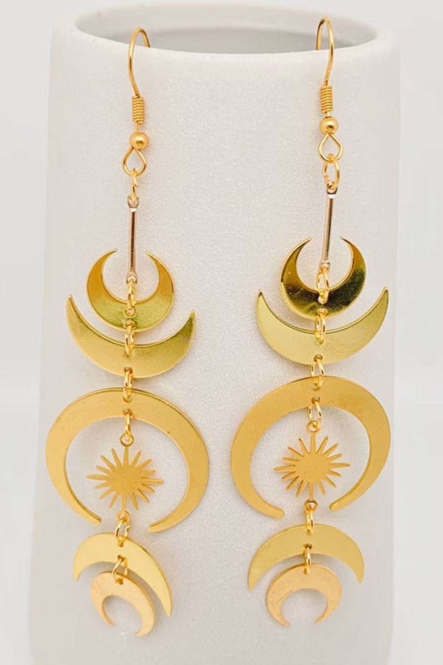 Moon Phased Metallic Star Earrings
