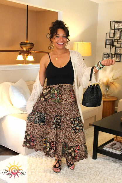 YT Mystical Forest Patchwork Midi Skirt