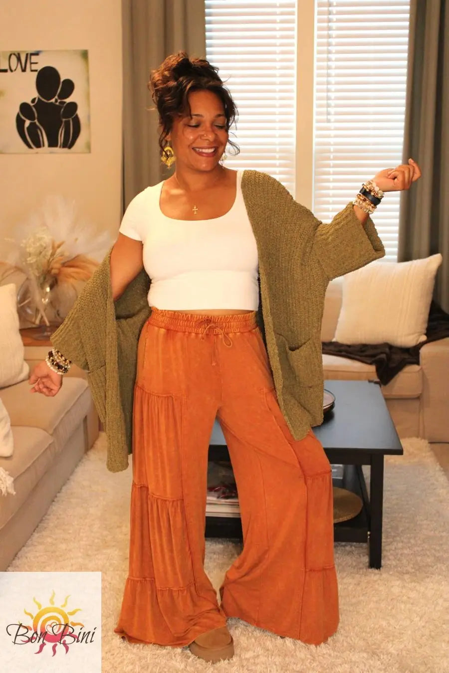 POL Herb Green Classic Sweater Cardigan