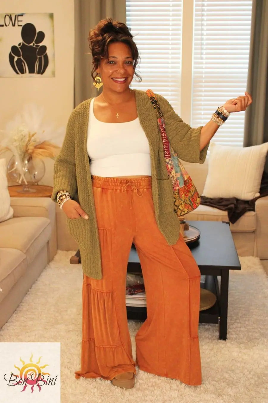 POL Herb Green Classic Sweater Cardigan