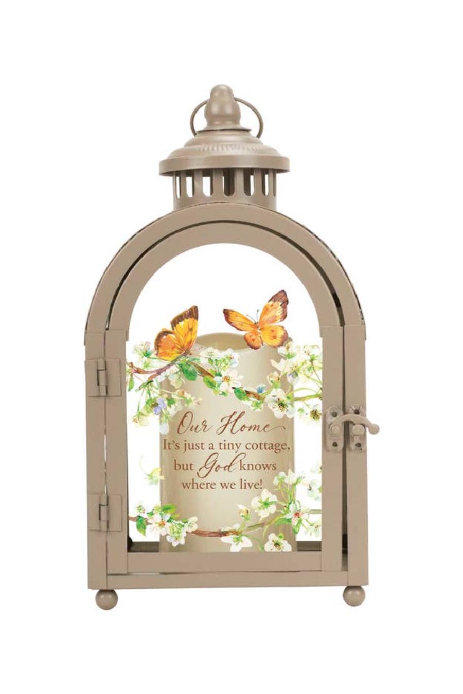 "Our Home God Knows Where We Live" Butterfly Vintage Lantern