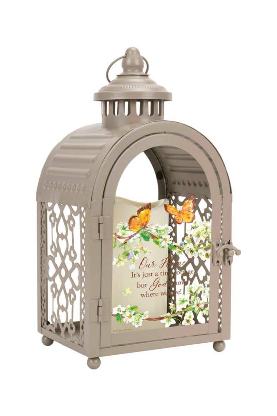 "Our Home God Knows Where We Live" Butterfly Vintage Lantern