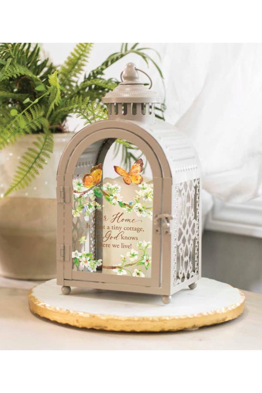 "Our Home God Knows Where We Live" Butterfly Vintage Lantern