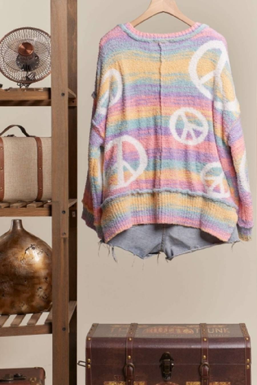 Pastel Peace Rainbow Sweater