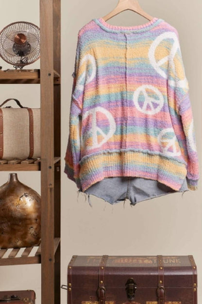 Pastel Peace Rainbow Sweater