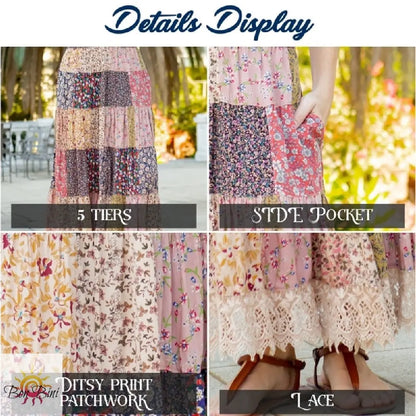 YT Patchwork My Heart Maxi Skirt