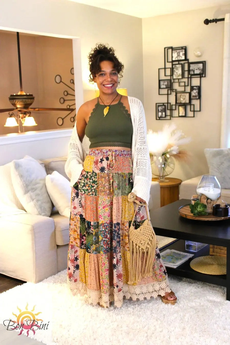 YT Patchwork My Heart Maxi Skirt