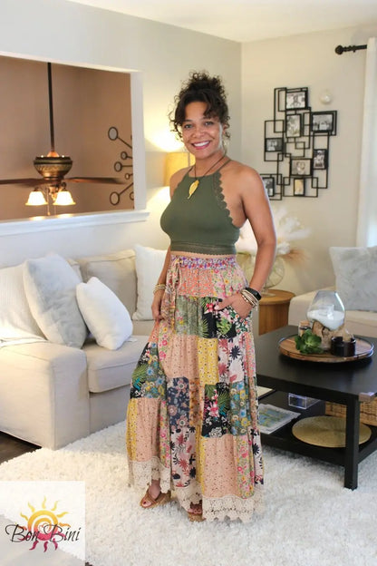 YT Patchwork My Heart Maxi Skirt
