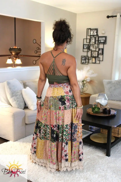 YT Patchwork My Heart Maxi Skirt