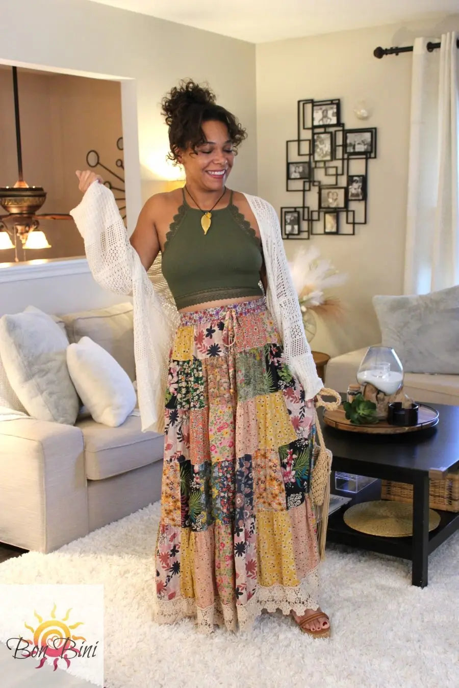 YT Patchwork My Heart Maxi Skirt