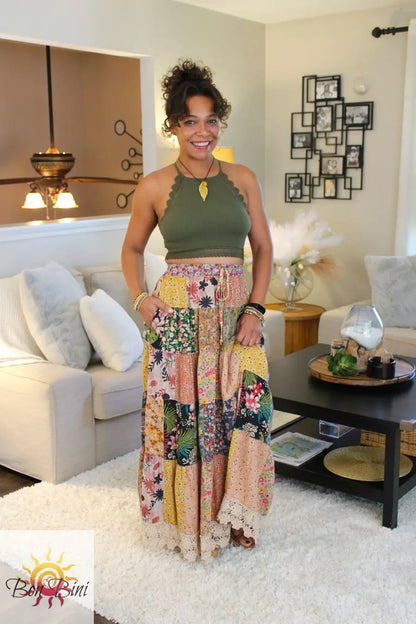 YT Patchwork My Heart Maxi Skirt