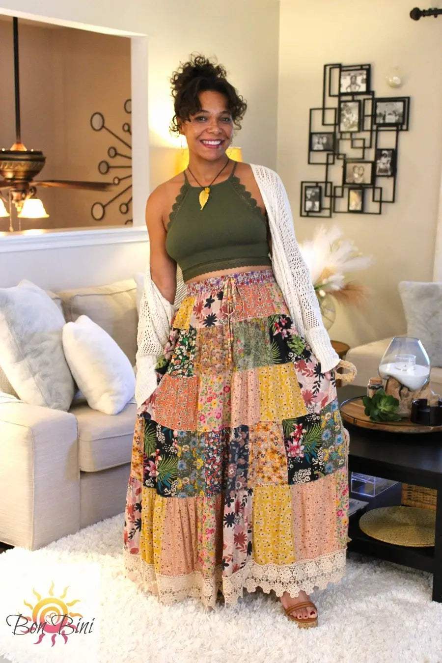 YT Patchwork My Heart Maxi Skirt
