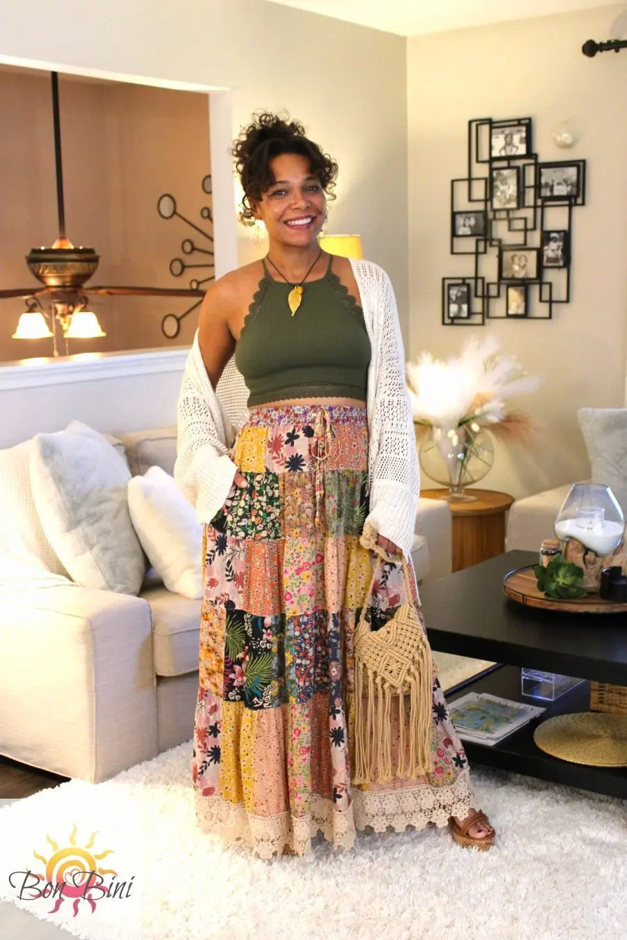 YT Patchwork My Heart Maxi Skirt