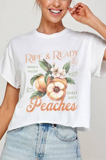Peaches Vintage Style Long Crop Top