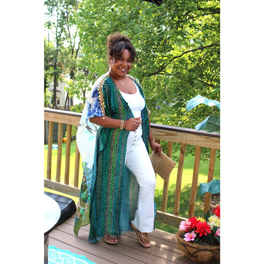 Peacock Roses Kimono