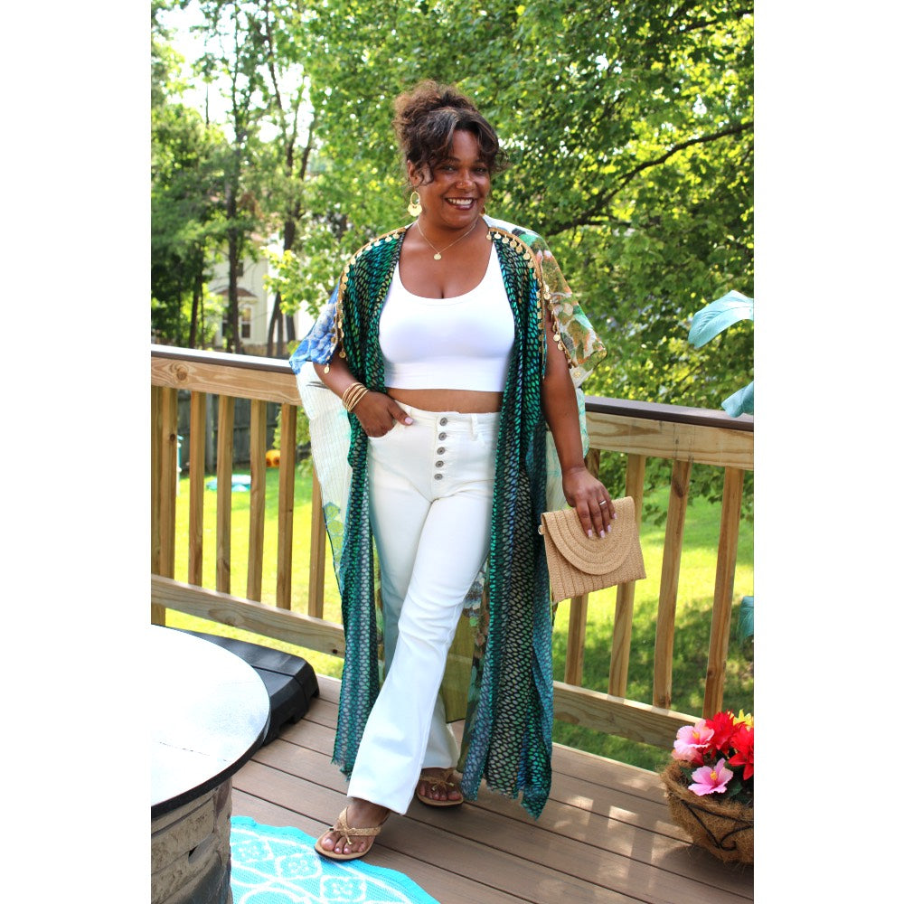 Peacock Roses Kimono