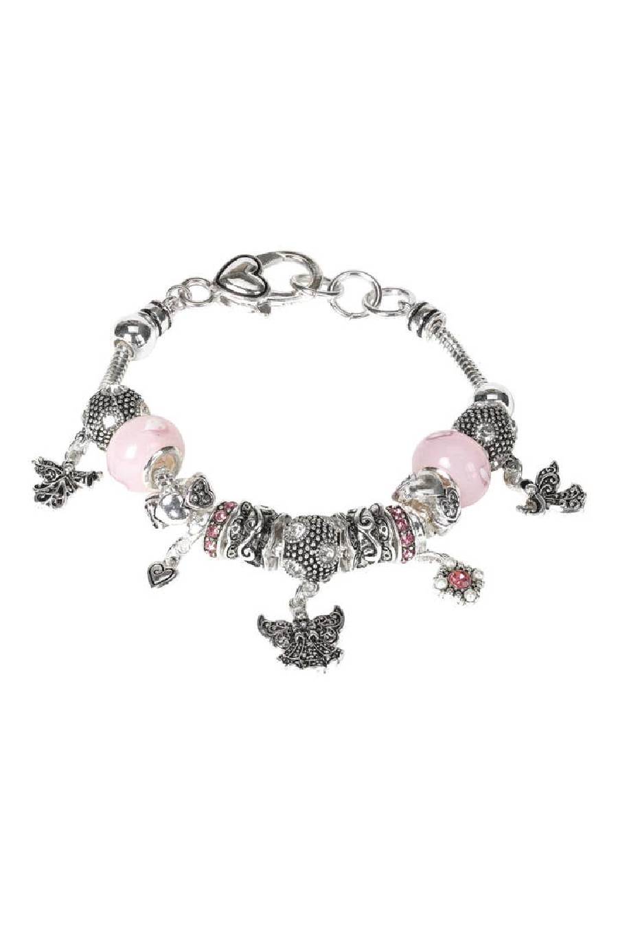 Pink Angels Silver Plated Charm Bracelet