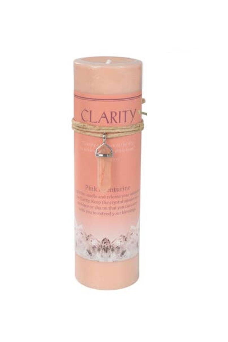 Pink Aventurine "Clarity" Crystal Energy Pendant Candle