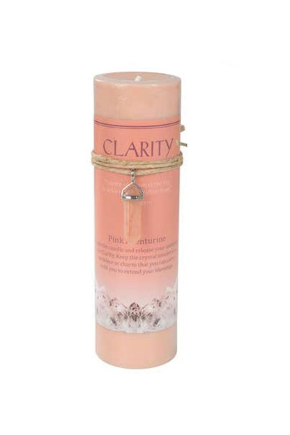Pink Aventurine "Clarity" Crystal Energy Pendant Candle
