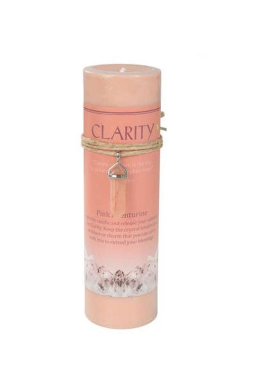 Pink Aventurine "Clarity" Crystal Energy Pendant Candle