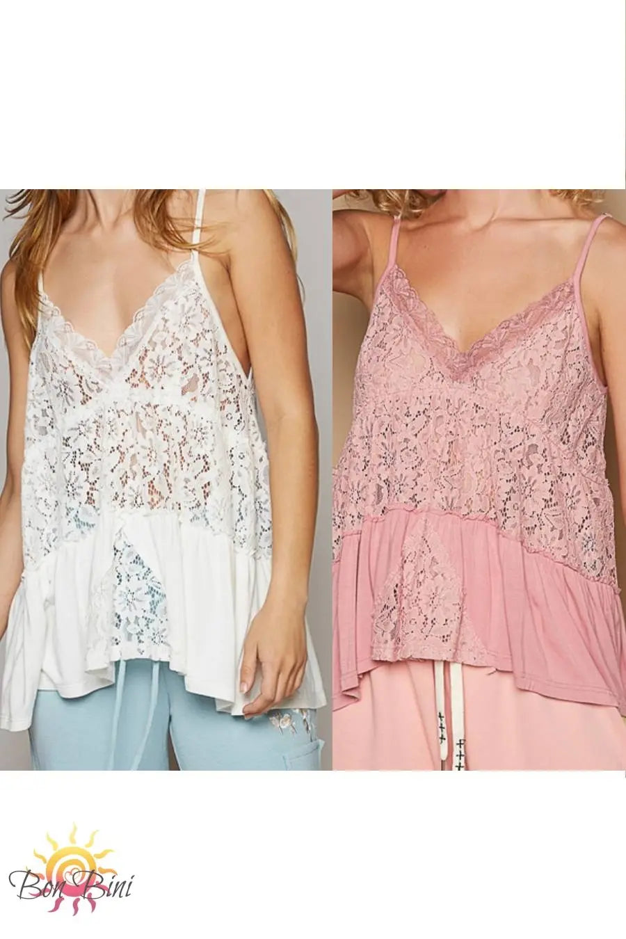 POL Lace Ruffle Knit Top