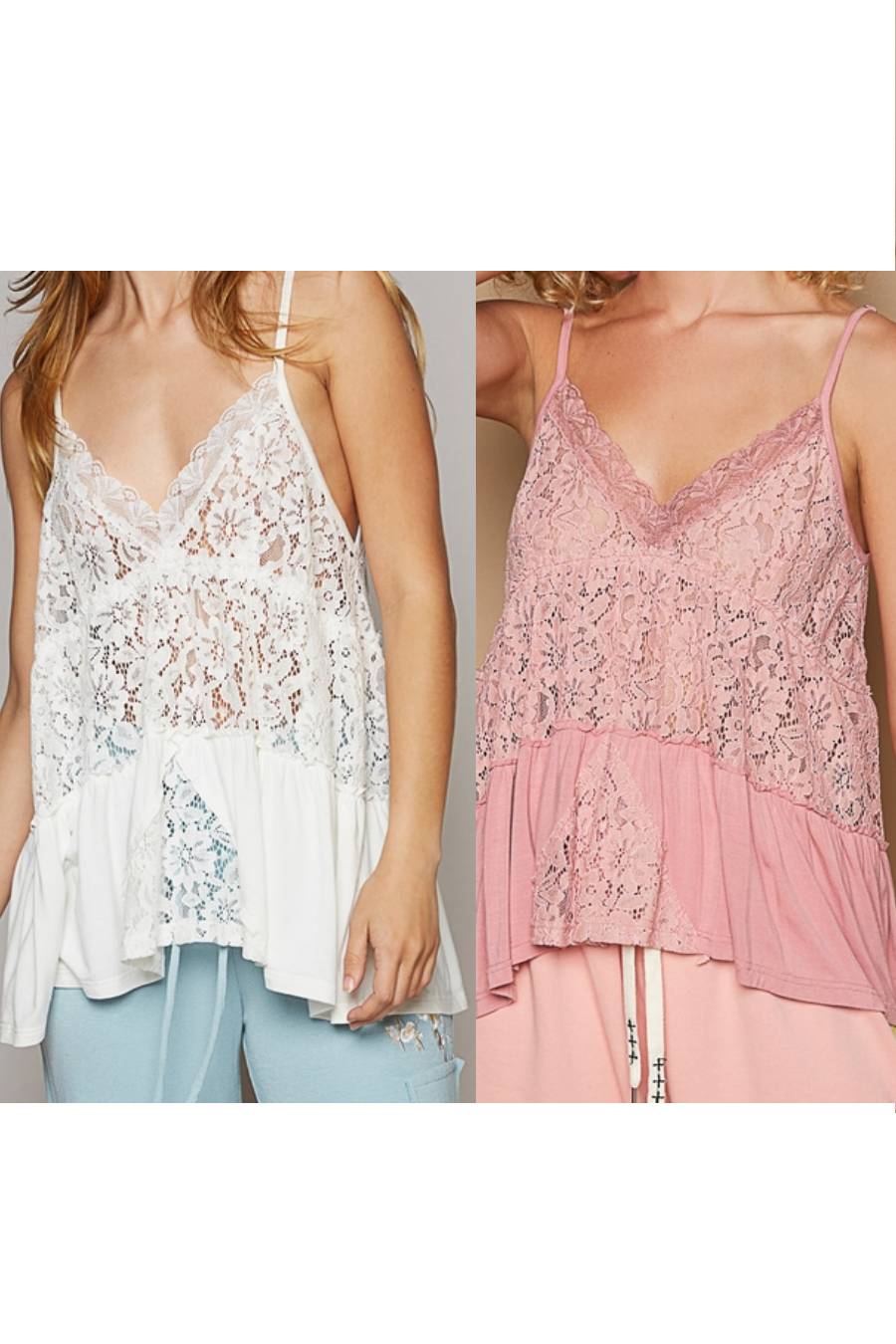 POL Summer Lace Ruffle Knit Top