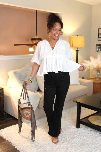 Puff Sleeve Peplum Top