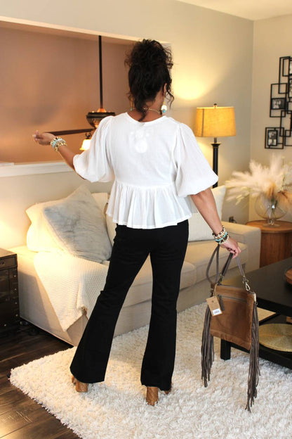 Puff Sleeve Peplum Top