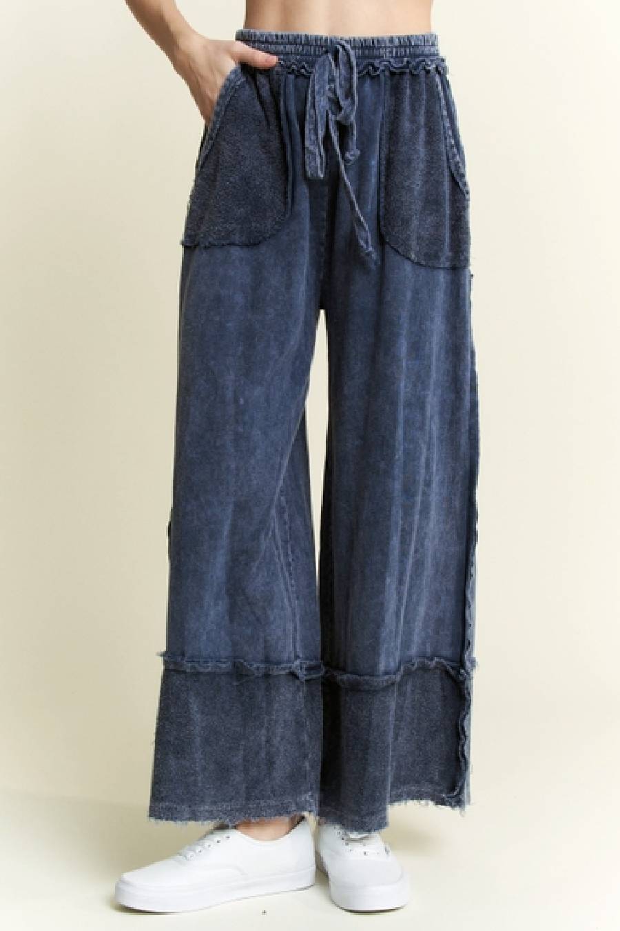 Raw Hem Wide Pants