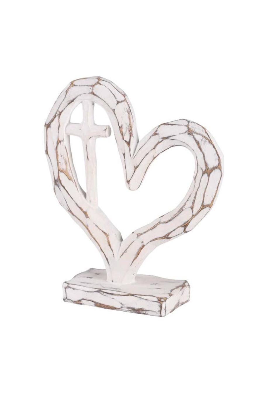 Resin Tabletop Heart with Cross