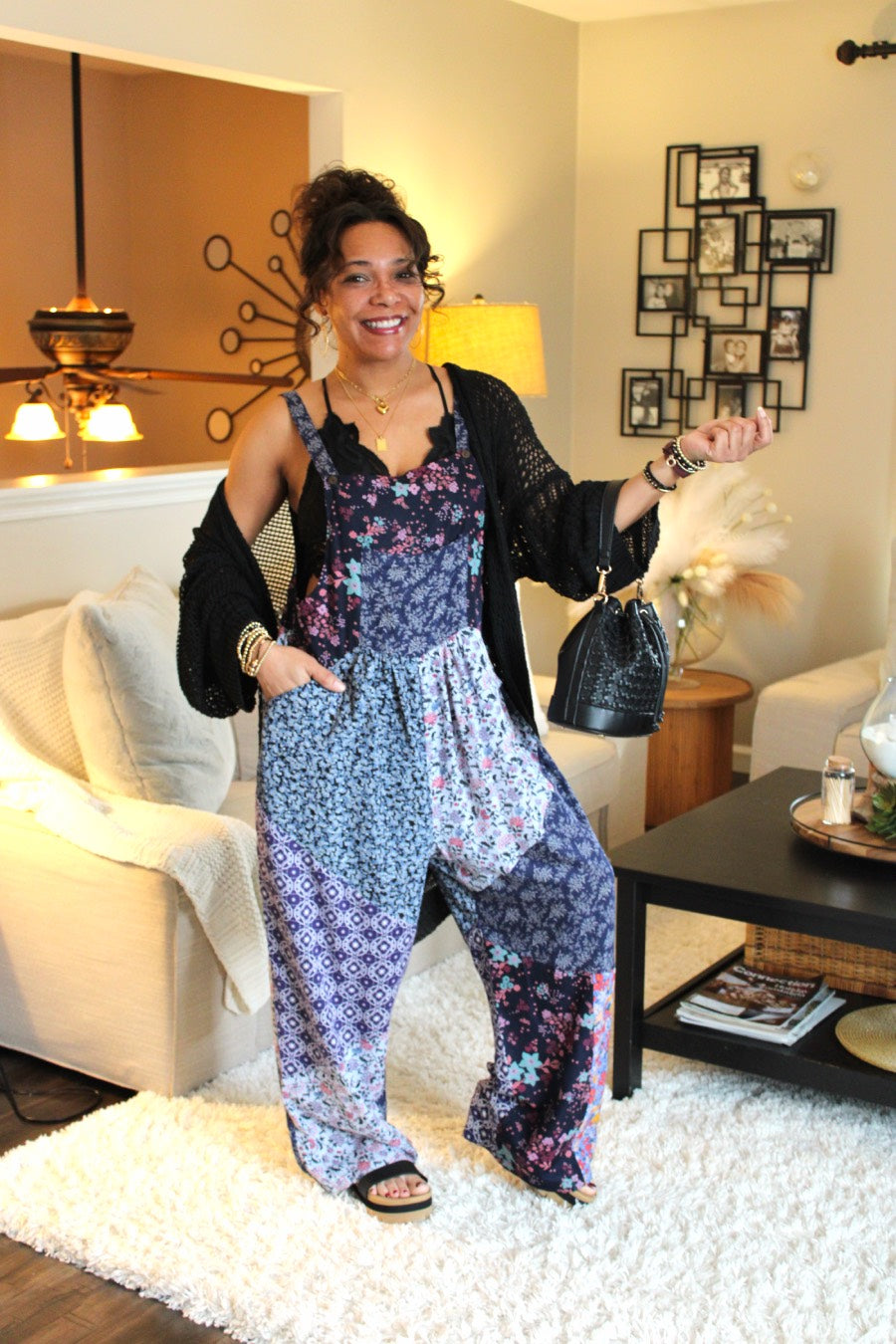Serene Charm Patchwork Overalls