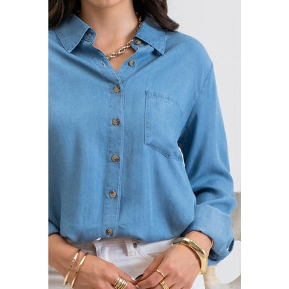 Shaye Button Down Chambray Top