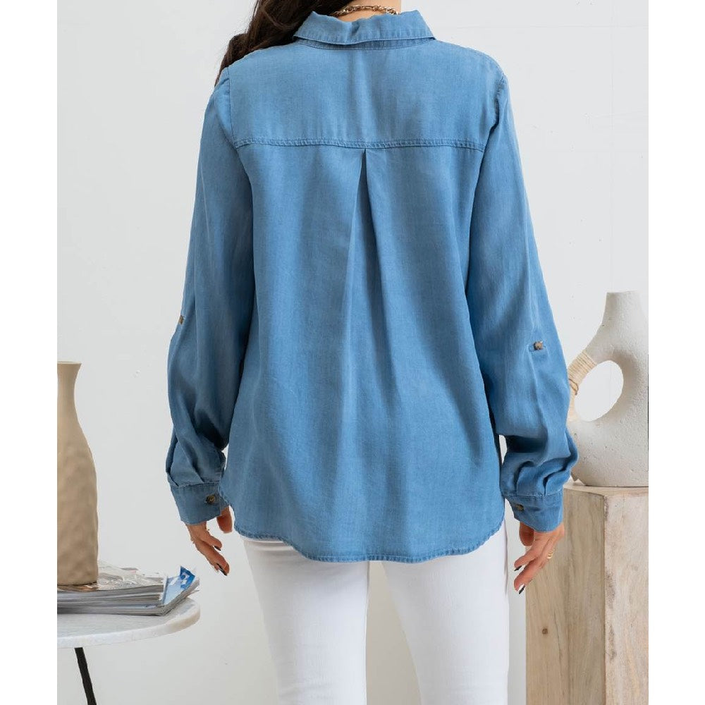 Shaye Button Down Chambray Top