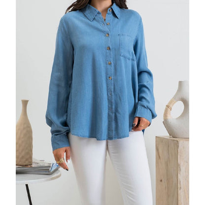 Shaye Button Down Chambray Top