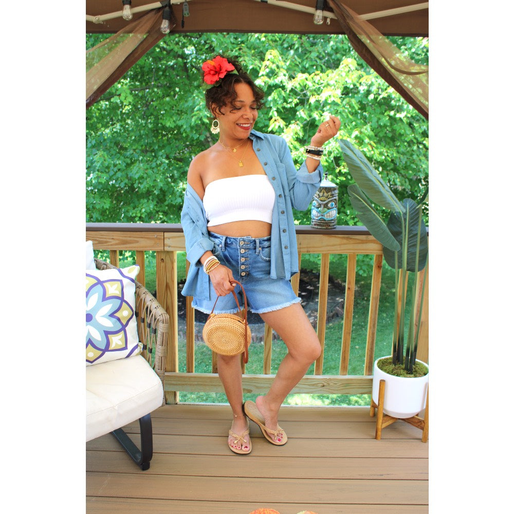 Frayed Hem Denim Shorts