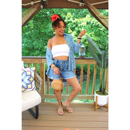 Frayed Hem Denim Shorts