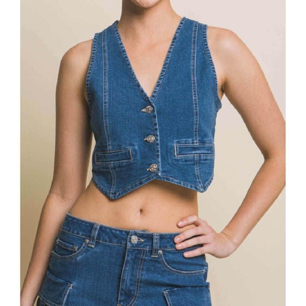 Untamed Denim Button Down Vest