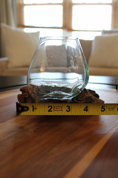 Small Molten Glass Bowl With Wood