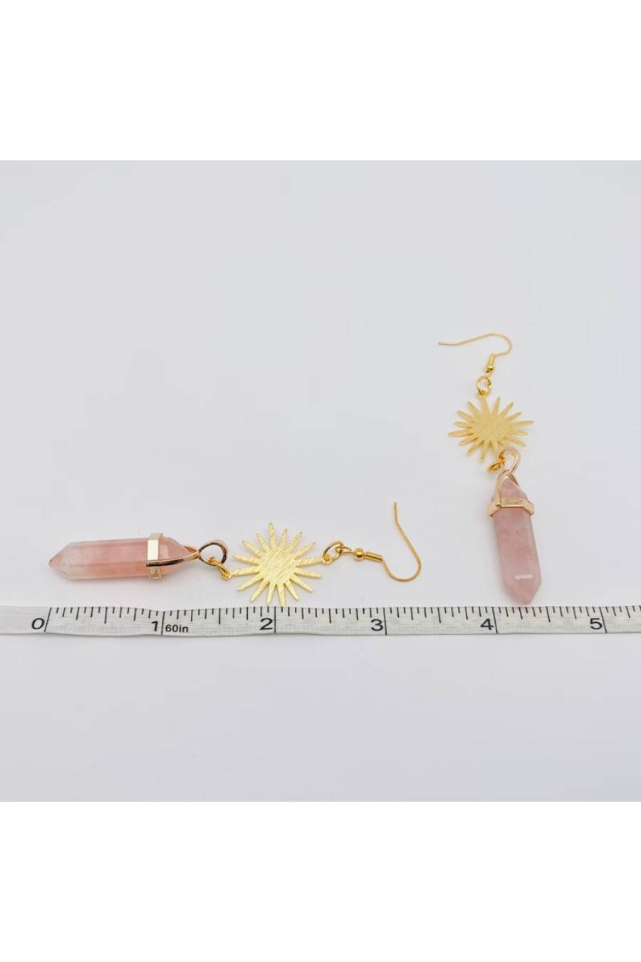 Sol Pink Quartz Crystal Earrings