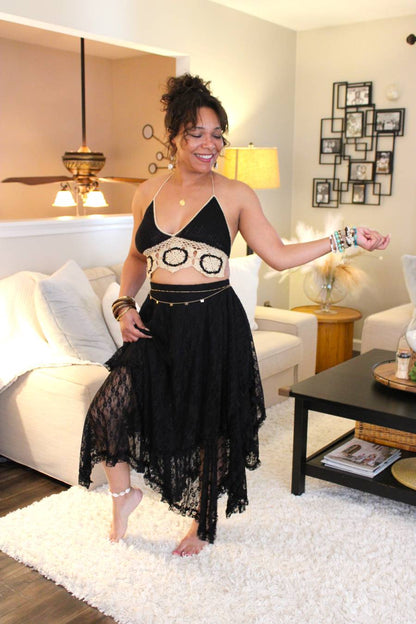 Lovely Lace Tiered Midi Skirt