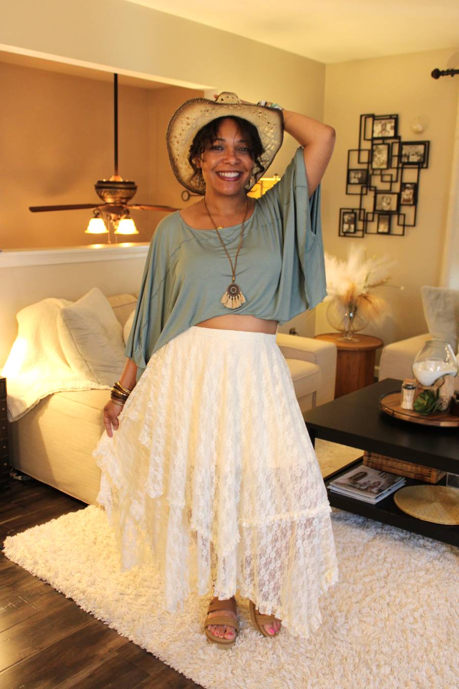 Lovely Lace Tiered Midi Skirt