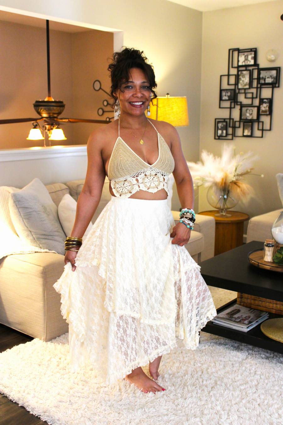 Lovely Lace Tiered Midi Skirt