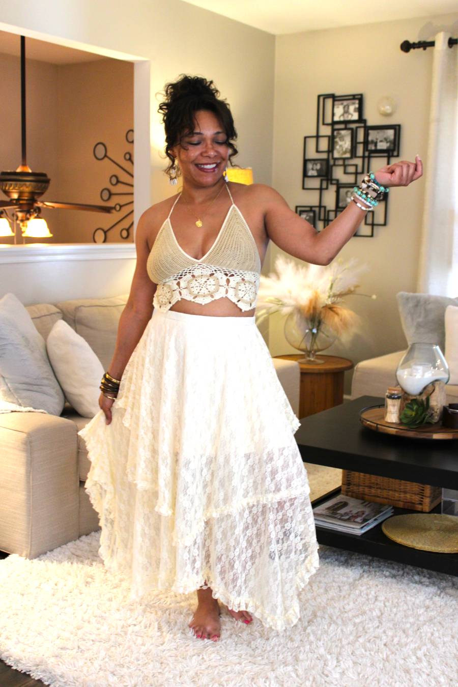 Lovely Lace Tiered Midi Skirt