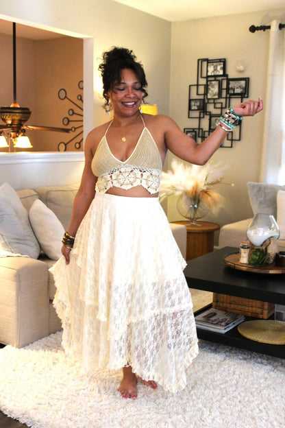 Lovely Lace Tiered Midi Skirt