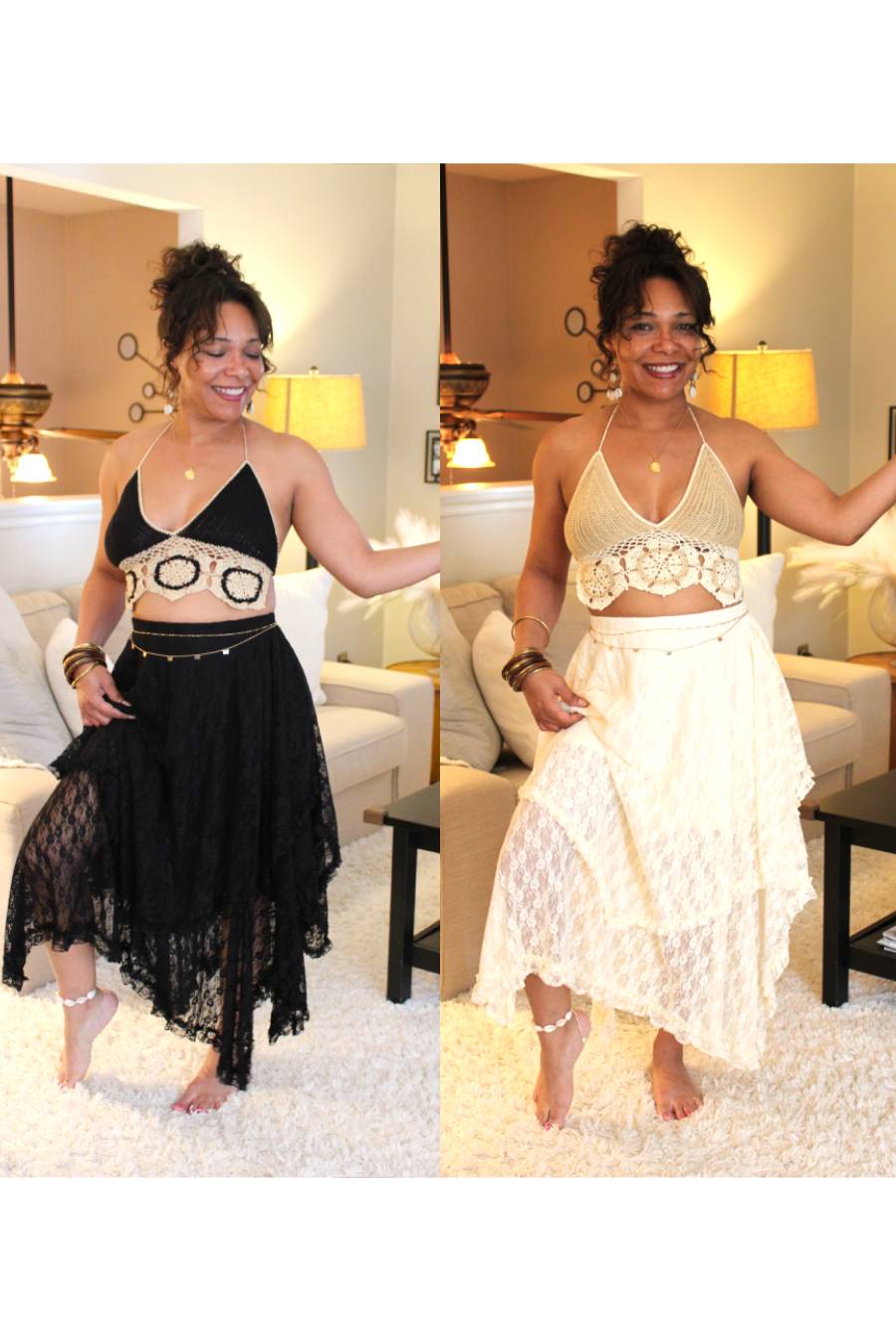 Lovely Lace Tiered Midi Skirt