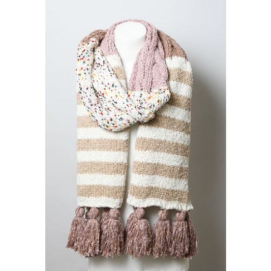 Speckle Stripe Tassel Scarf