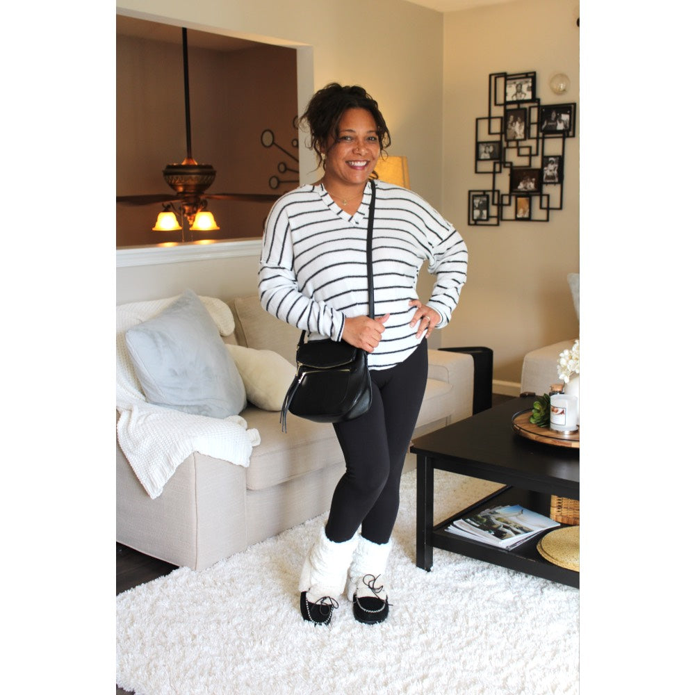 Striped Raw Edge Top