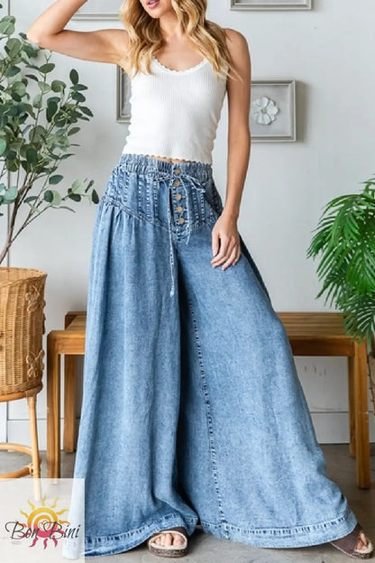 O&H Tencel Pintuck Wide Leg Pants